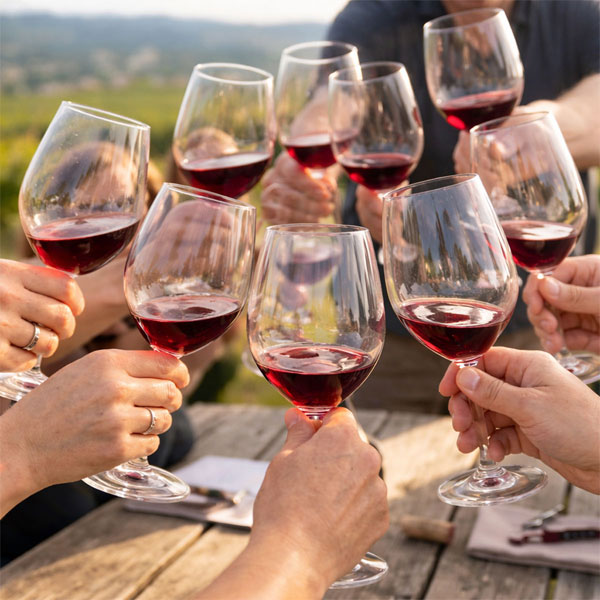 Guests raising glasses during the Magnum Experience in Oregon wine country